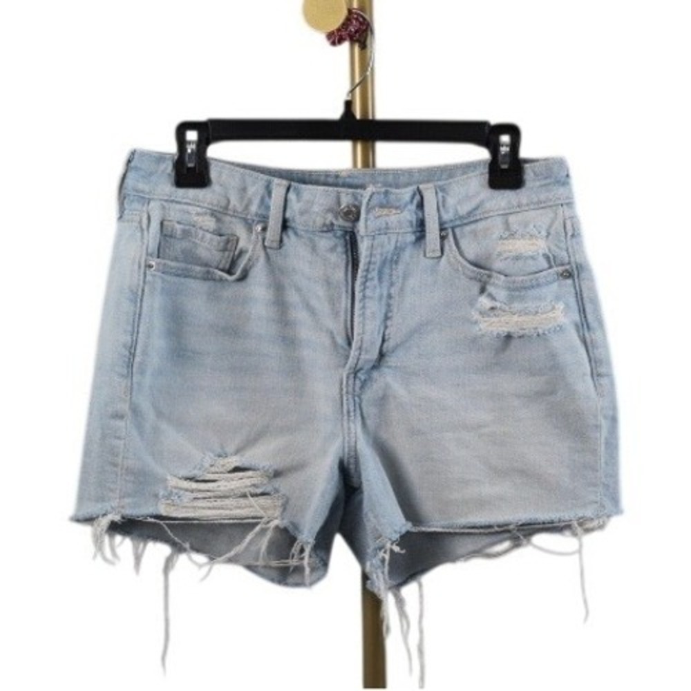 Old Navy OG Straight High‎ Rise Distressed Denim Shorts Light Wash Blue Womens 6